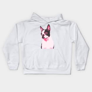 French Bulldog Pink Retro Art Kids Hoodie